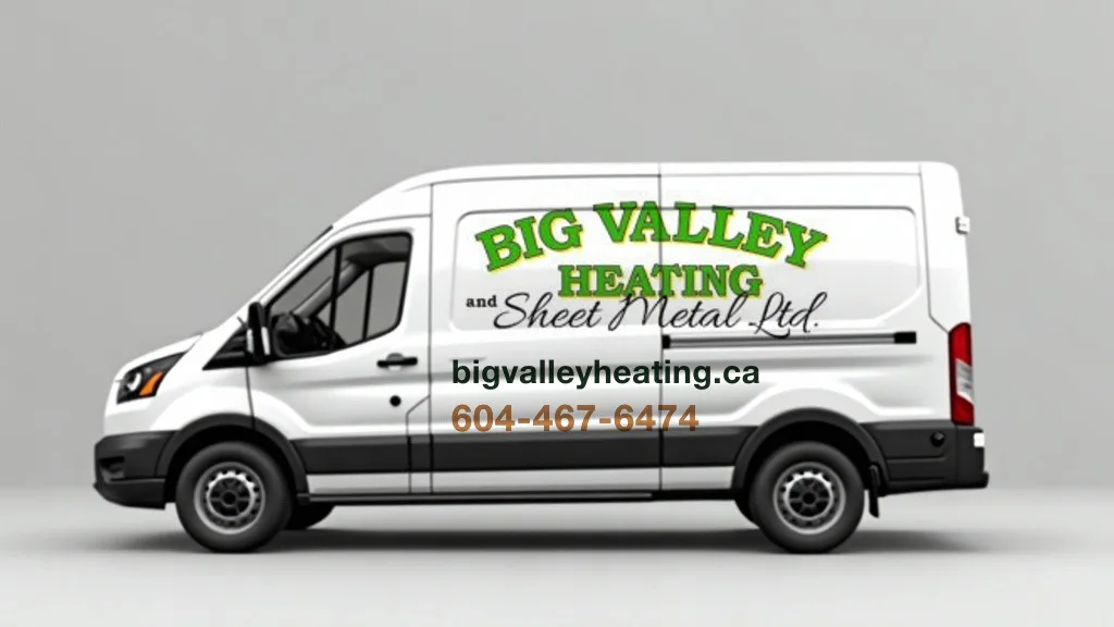 Big Valley Heating & Sheet Metal Ltd branded service van ready for a Fraser Valley job